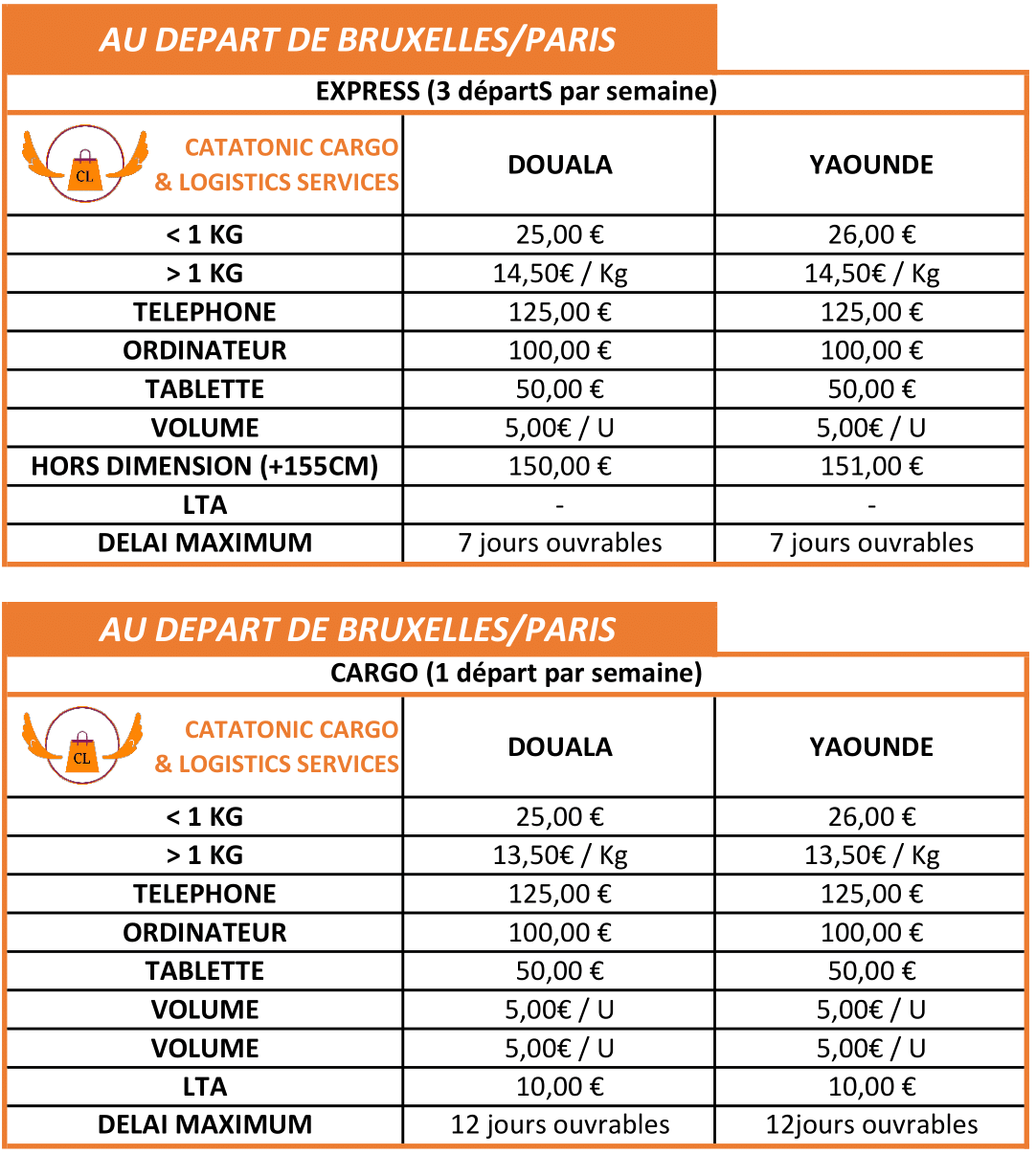 Paris-Bruxelles vers Cameroun